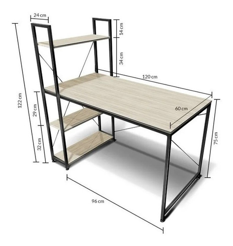 Escritorio Estructura Metalica Con Madera Mdf / Nordik