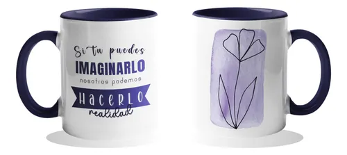 Mug Cerámica Personalizado Blanco/azul Oscuro