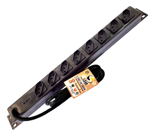 Filtro De Linha 8 Tomadas Extensão Régua Elétrica Cor Preto