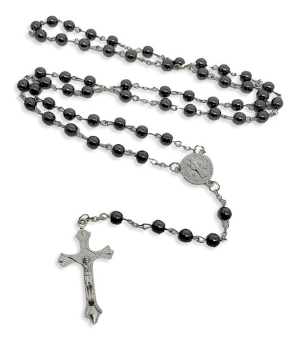 Kit 10 Terço São Bento Católico Hematita Atacado Cor Preto