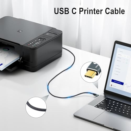 Thzzhnno Usb B A Usb C Cable De Impresora 66 Pies, Usb C A