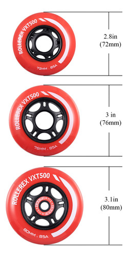 Ruedas Rollerex Vxt500 85a Para Patín En Línea Paquete De 4 Rojo (rocket Red)