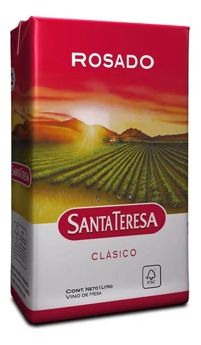 Vino Santa Teresa Rosado Clásico Caja Tetra 1 L Pack X 12