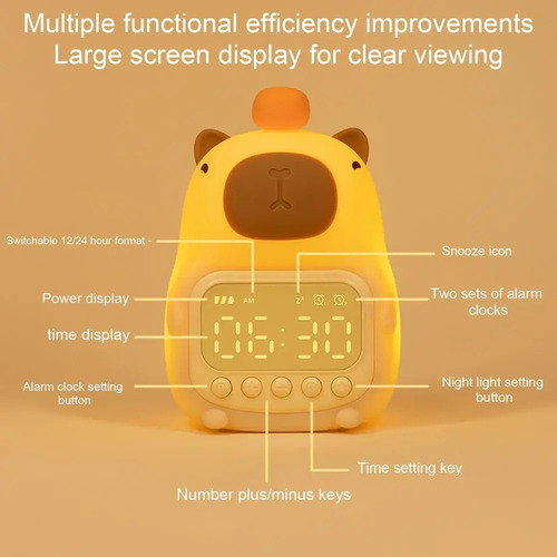 Jja Despertador Con Forma De Capibara For Niños, Lámpara De