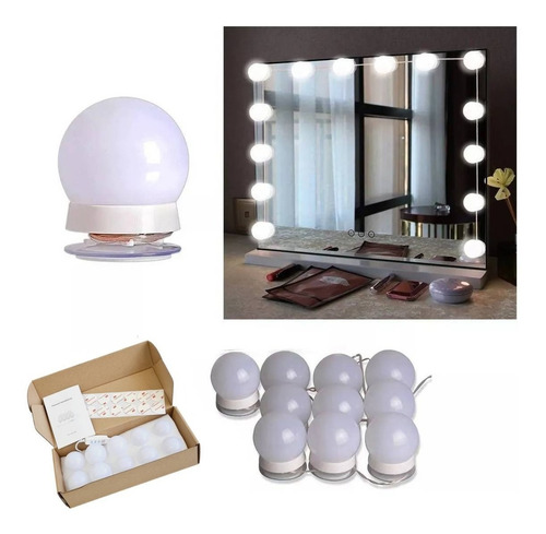 Imagen 1 de 10 de Luces Led Regulable Usb 3 Blancos Make Up Espejo Maquillaje