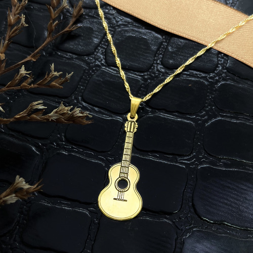 Cadena Y Dije Guitarra Criolla Música Músico Oro 18k Oro 18k 45 Cm
