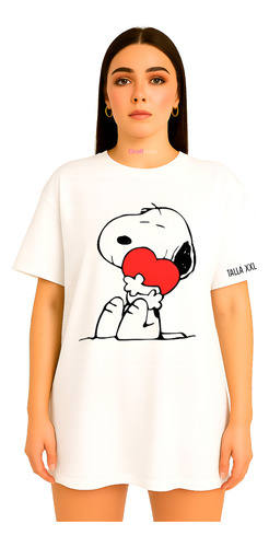 Polera Oversize Snoopy Corazón Caricaturas Mujer Grafimax
