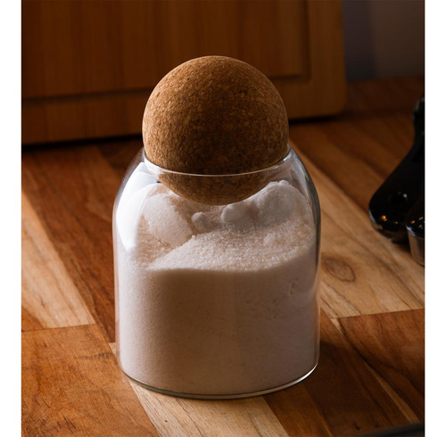 Pote De Vidro Boro 510ml Tampa Esfera De Rolha Clean Lyor