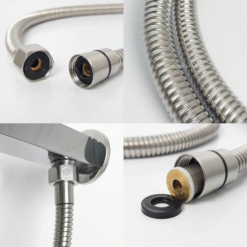 9 Engate Flexível 1metro E 80cm Inox Chuveiro Lavatório Kit 9un Dona D.cor
