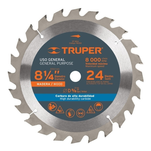 Sierra Circular Truper P/madera 8.1/4 X24 Dts. #st-824