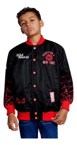 Chamarra Abierta Casual Spiderman Whel Negro/rojo Niño