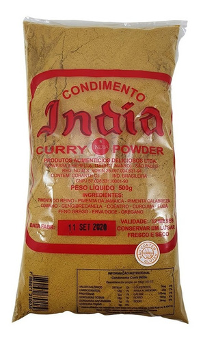 Curry India Tempero Condimento Em Pó Pacote 500g