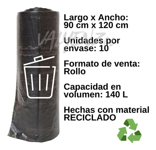 Bolsa De Basura 90x120 140litros 10uds