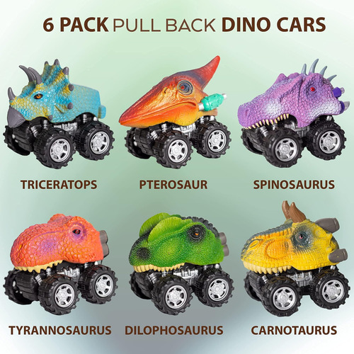 Toyli Paquete De 6 Coches De Dinosaurio Extraíbles ' De De 6