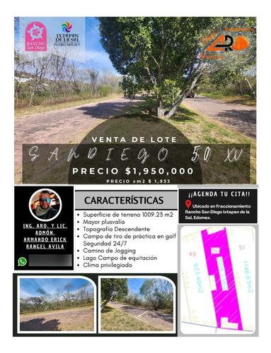 Venta Lote San Diego 50 Mz Xv Con Todos Los Servicios, Vistas Panorámicas Y Proyecto Incluído En Fracc Rancho San Diego Ixtapan De La Sal Edomex