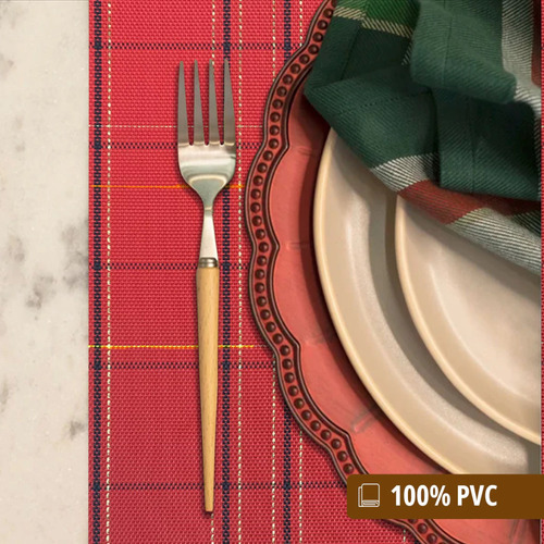 10 Jogo Americano Mesa Posta Luxo Impermeável Mz List 2 Vr Cor M10 VERMELHO claro escuro vinho laranja LISTRAS MZ RETANGULAR