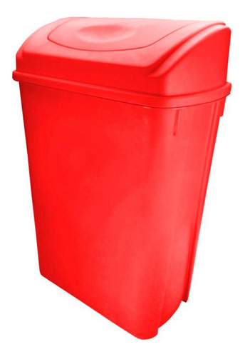 Bote Basura Rojo Plástico Tapa Balancín Frontal 42 Litros