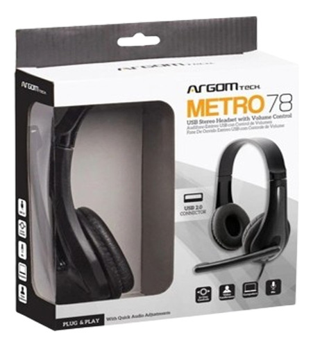 Audifono Estereo Metro 78 Arg-hs-0078 Con Microfono Argom 1