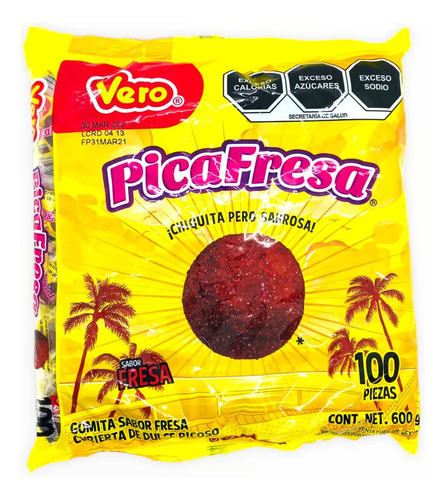 Dulce De Gomita Pica Fresa 100 Piezas