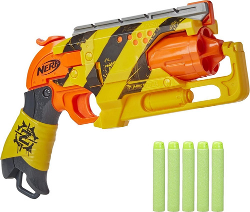 Pistola Nerf Zombie Strike Hammershot Amarilla + 5 Dardos