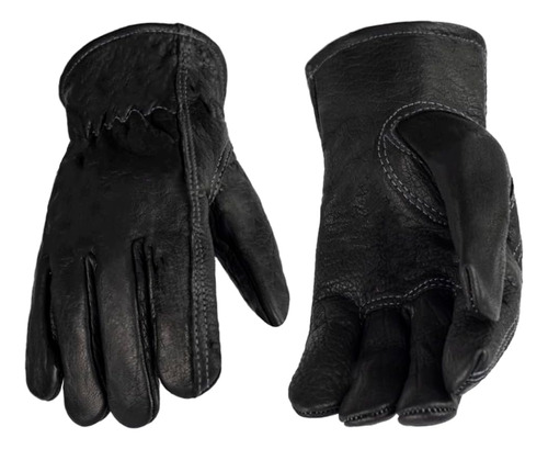Premium Buffalo Leather Gloves, Unlined Work Gloves (black)