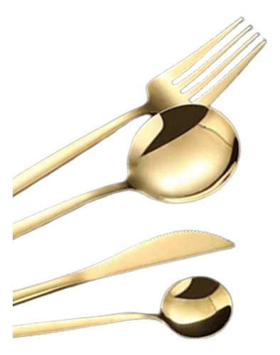 Juego De Cubiertos Portátil De Acero Inoxidable 4x Dorado