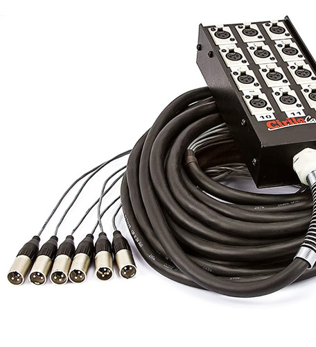 Medusa 12 Vias Montada Conectores Xlr Cirilo Cabos - 30 Mts