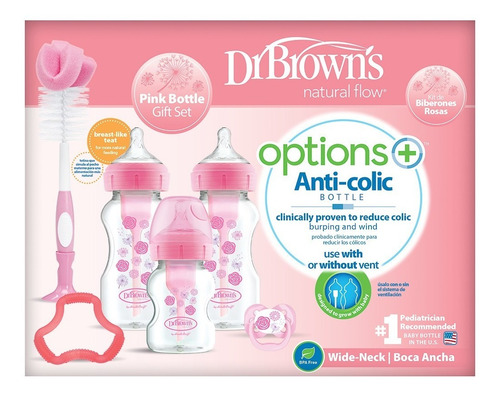 Set De Regalo Rosado Options + Boca Ancha Dr. Brown´s