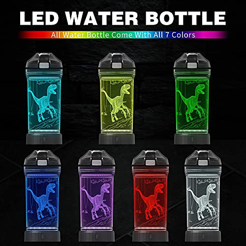 Botella De Agua Con Luz De Dinosaurio - 14 Oz Tritan Bpa