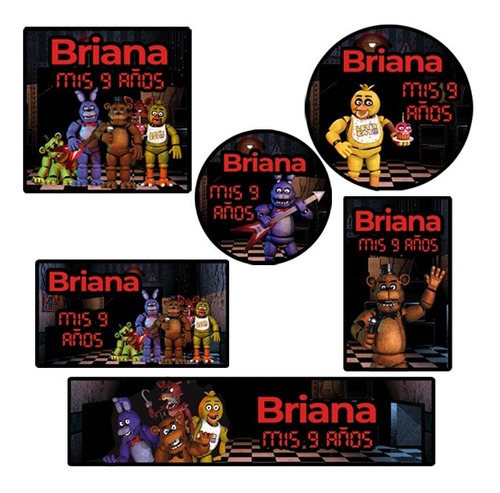 Kit 180 Stickers Five Nights Freedy's Troquelados Candy Bar 