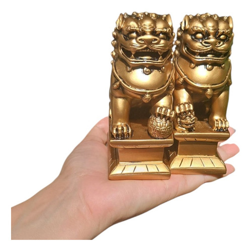 Perros Fu Par Poliresina 11cm Aprox Monte Kurama
