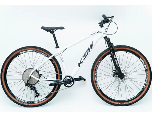 Bicicleta Aro 29 Bike Ksw Mtb 12v Marchas K7 Alumínio Cor Branco -ad Preto Tamanho Do Quadro 17