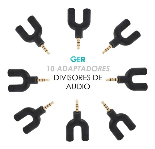 10 Adaptador Divisor Estereo Auxiliar 3.5mm Audifonos Micro