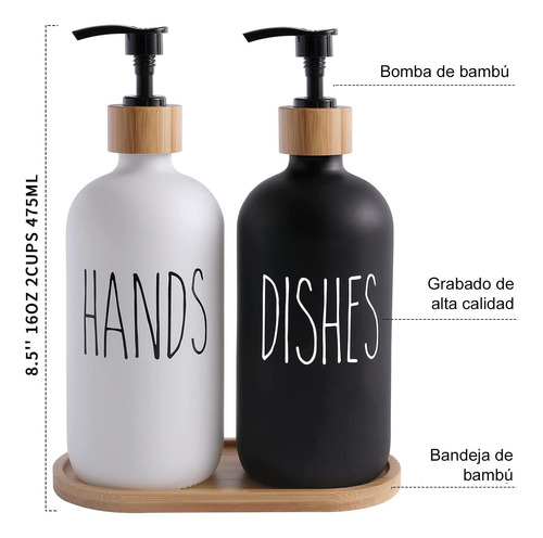 Duo Jaboneras Rellenables Tarjas Trastes Manos Con Bandeja