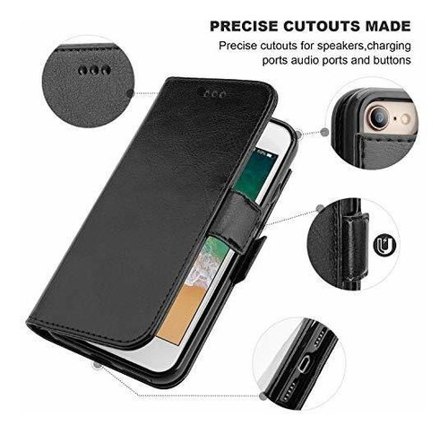Vaburs iPhone 7 Flip Case iPhone 8 Billetera Con Tarjetero,