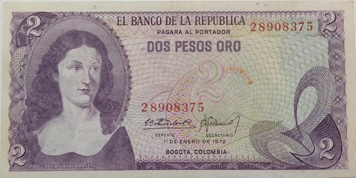 Billete 2 Pesos Oro 1 Ene 1972 Unc