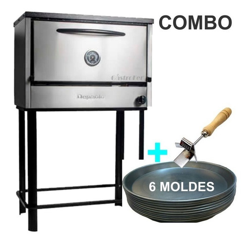 Imagen 2 de 6 de Horno Pizzero 6 Moldes Depaolo Acero Inox + Moldes + Gancho