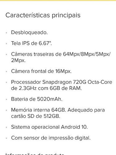 Redmi Note 9 Pro 64gb Lacrado + Película De Vidro!