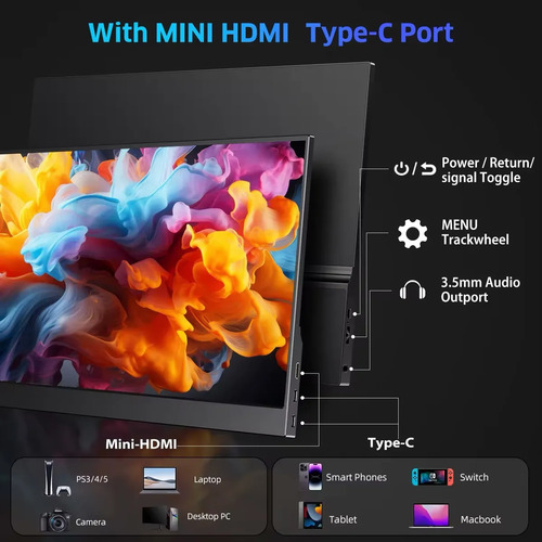 Monitor 15,6 Portátil Full Hd 60hz Ultra Fino - Uperfect Preto