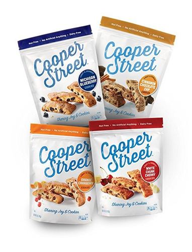 Cooper Street Cookies, Biscotti Variety Pack, Paquete De 4, 