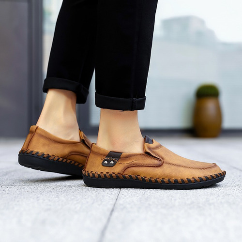 Mocasines For Hombre Zapatos De Cuero Sin Cordones
