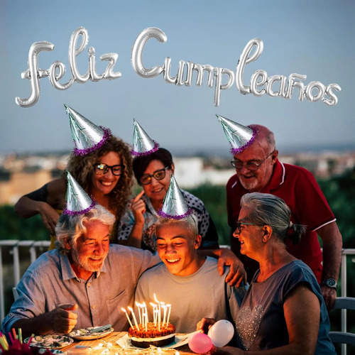 Globo Metálico Feliz Cumpleaños Happy Birthday Party Supplie Color Plateado Feliz Cumpleaños