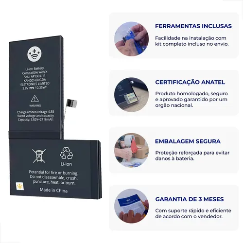 Bateria Apple Iphone X 10 2716mah Original | Frete grátis