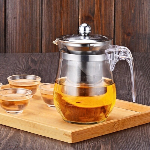 Imagen 4 de 7 de Tetera Infusora 500ml Vintage Vidrio Templado + 4 Tacitas