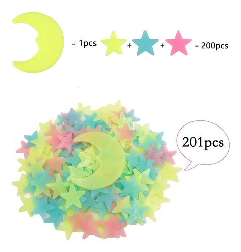 200 Estrellas P/ Pegar Pared Techo Fluorescente Brillan Oscu