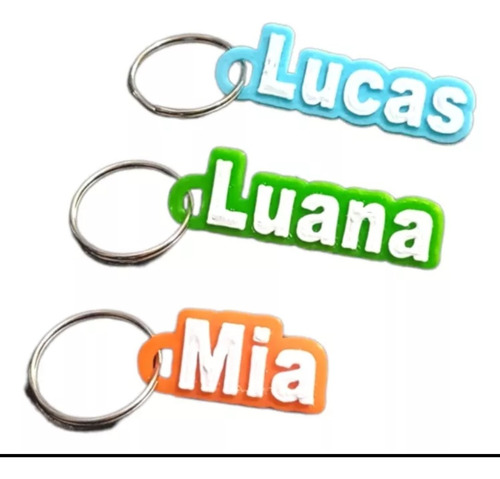 Pack 10 Llaveros Con Nombre Personalizado De Colores