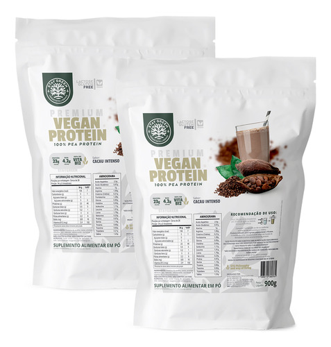 Kit 2 Premium Vegan Protein 900g Cacau Intenso - Stay Green