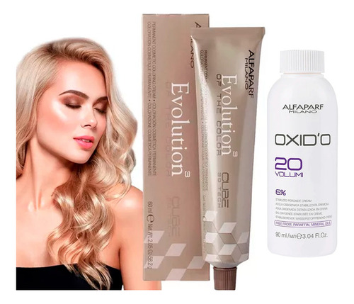 Tinte Para Cabello Alfaparf Evolution 60gr + Peroxido 20vol Tono 6.32 Rubio Oscuro Dorado Irisado