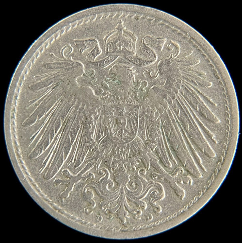 Alemania, Imperio, 10 Pfennig, 1908. Guillermo Il. Vf