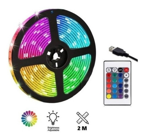 Cinta Led Para Televisor, Tira Led Pc Usb 5050 Rbg 2mts